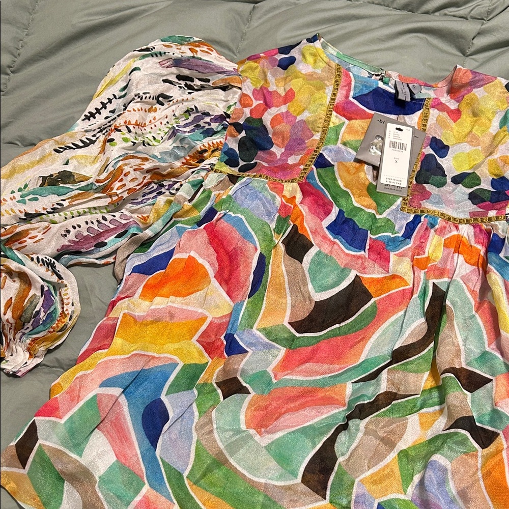 NWT Anthropologie Colorful Abstract Blouse